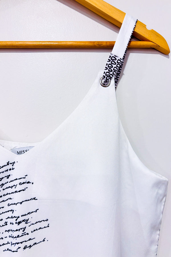 Robe blanche avec motif texte seconde main - Misslook- La Penderie du Paradis