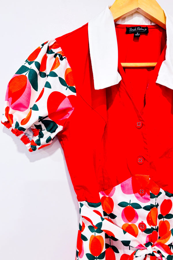 Robe rouge et blanche fleurie* seconde main - Smak Parlour- La Penderie du Paradis
