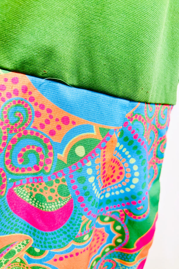 Robe verte et rose à motifs* seconde main - Smak Parlour- La Penderie du Paradis