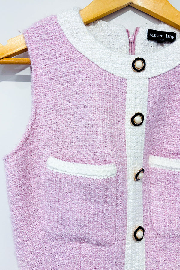 Robe rose pâle en tweed* seconde main - Sister Jane- La Penderie du Paradis