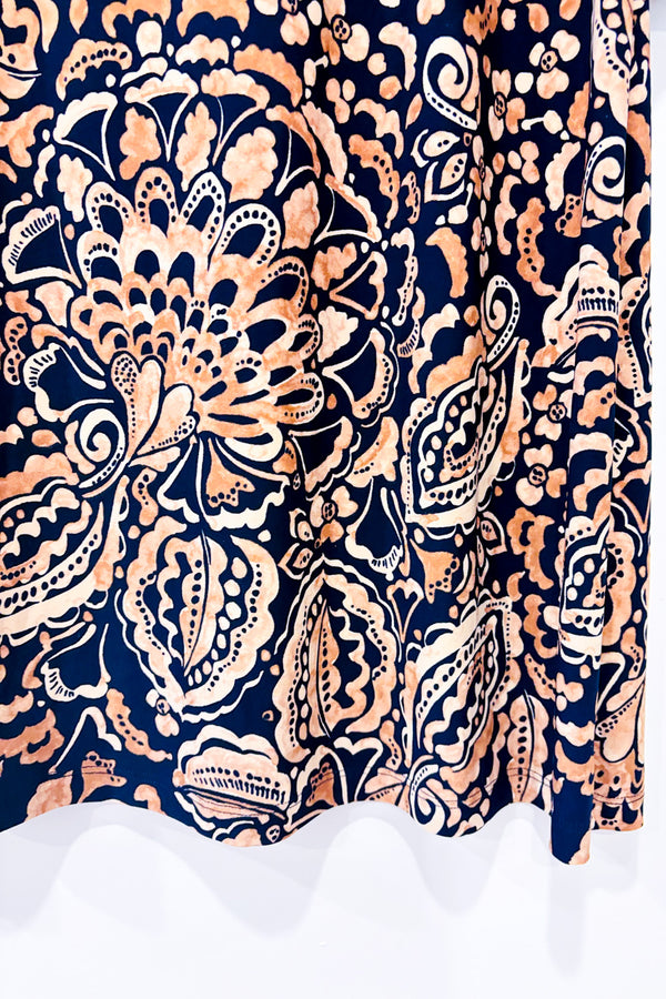 Robe marine et brune fleurie* seconde main - Tommy Hilfiger- La Penderie du Paradis