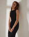 Robe midi noire texturée effet ondulé* seconde main - Rihoas- La Penderie du Paradis