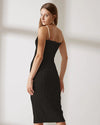 Robe midi noire texturée effet ondulé* seconde main - Rihoas- La Penderie du Paradis