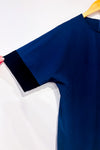 Robe Iris marine avec détails de velours noirs* seconde main - Zeyzani- La Penderie du Paradis