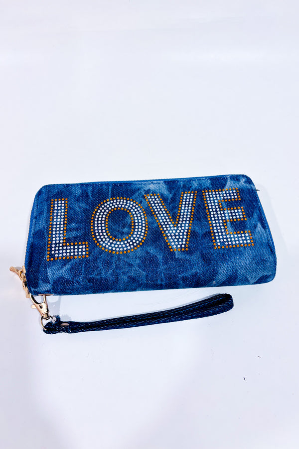 Portefeuille en jeans bleu ''LOVE''-Autres-La Penderie du Paradis 🕊