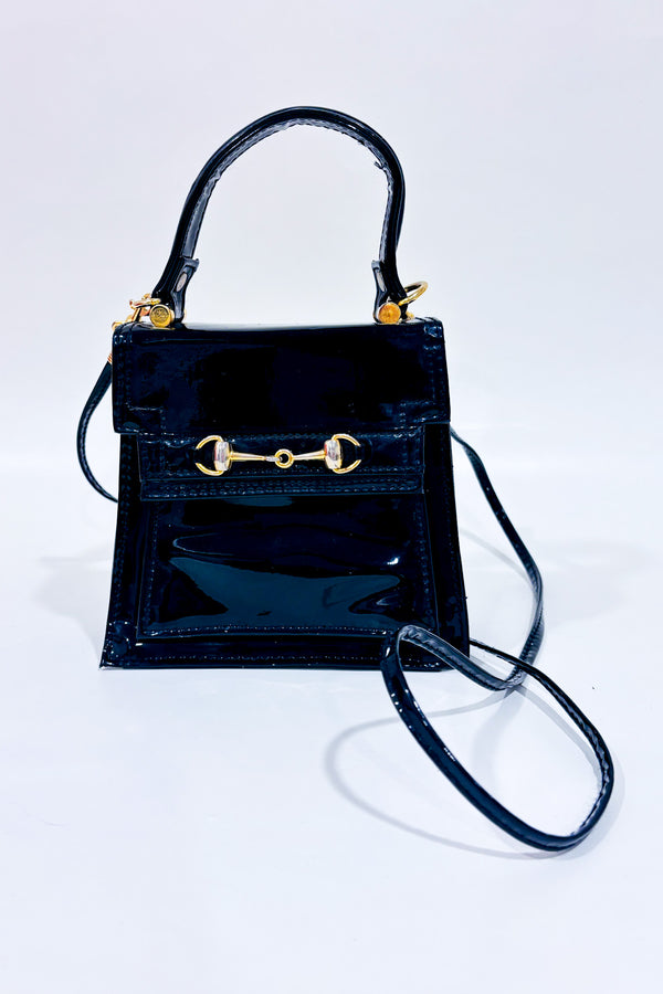 Petit sac à main noir en faux cuir vernis-Jeanne Lottie-La Penderie du Paradis 🕊