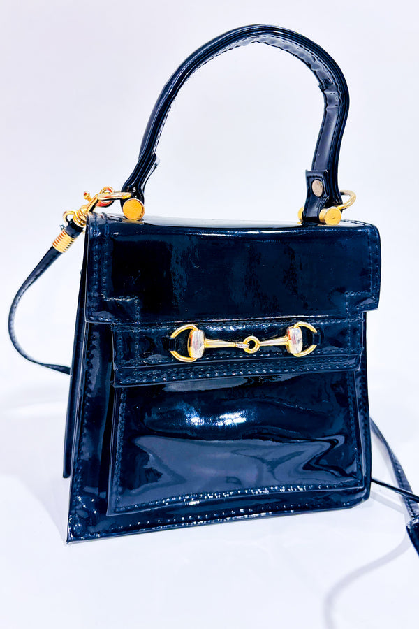 Petit sac à main noir en faux cuir vernis-Jeanne Lottie-La Penderie du Paradis 🕊