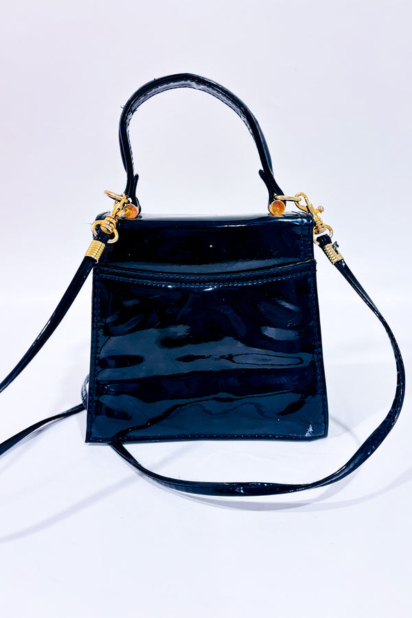 Petit sac à main noir en faux cuir vernis-Jeanne Lottie-La Penderie du Paradis 🕊