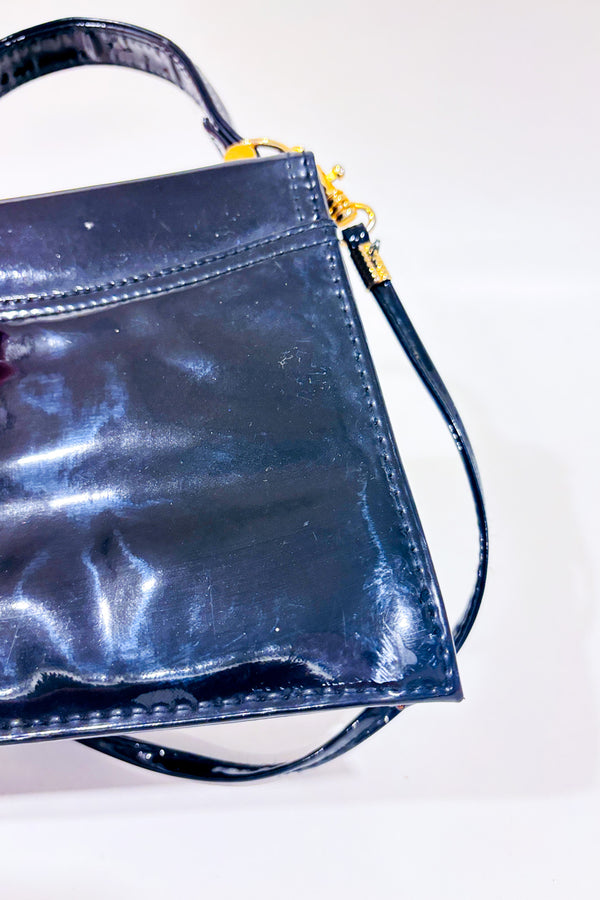 Petit sac à main noir en faux cuir vernis-Jeanne Lottie-La Penderie du Paradis 🕊