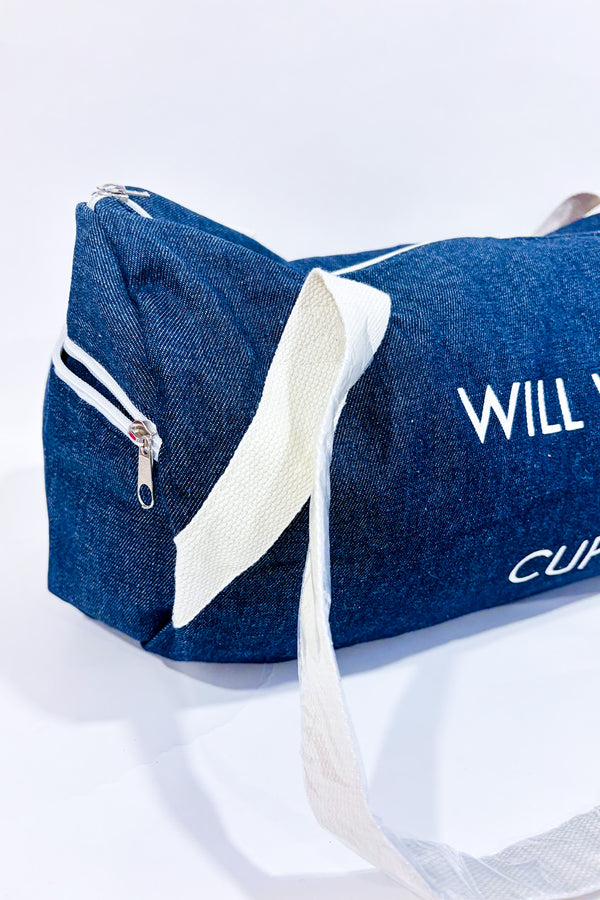 Sac de sport bleu en denim ''Will Workout for Cupcakes''*-Autres-La Penderie du Paradis 🕊