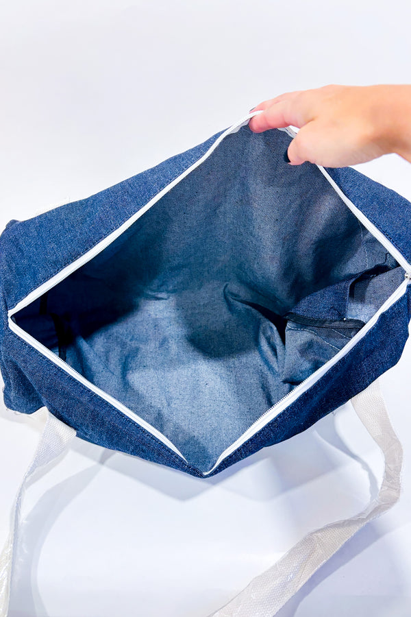 Sac de sport bleu en denim ''Will Workout for Cupcakes''*-Autres-La Penderie du Paradis 🕊