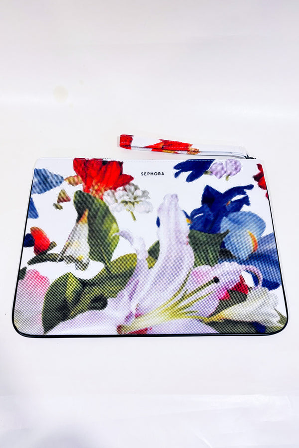 Pochette cosmétique blanche fleurie seconde main - Sephora- La Penderie du Paradis