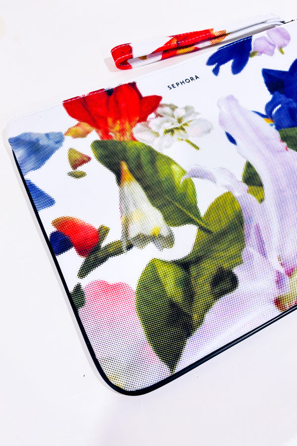 Pochette cosmétique blanche fleurie seconde main - Sephora- La Penderie du Paradis