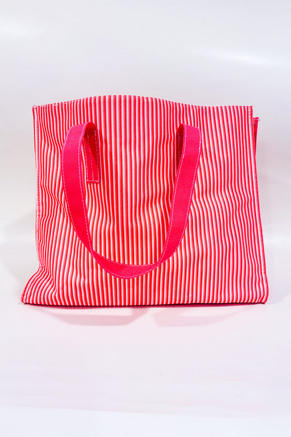 Sac réutilisable rose rayé rigide seconde main - Lancôme- La Penderie du Paradis