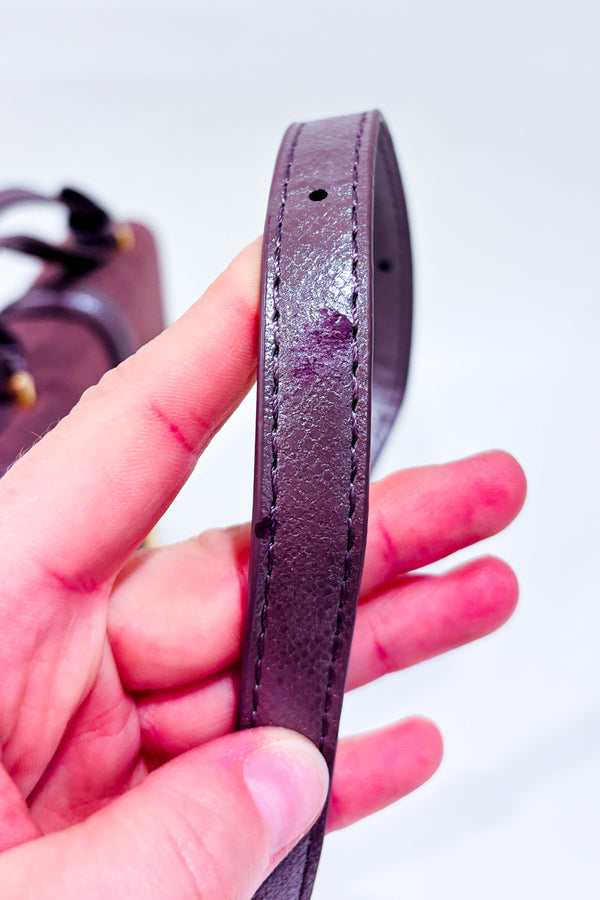 Sac à bandoulière mauve scintillant effet suédine* seconde main - Moda Luxe- La Penderie du Paradis