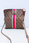 Sac à bandoulière monogramme brun convertible* seconde main - Guess- La Penderie du Paradis