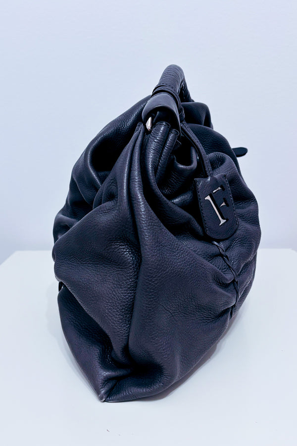Sac à main gris en cuir froncé* seconde main - Furla- La Penderie du Paradis