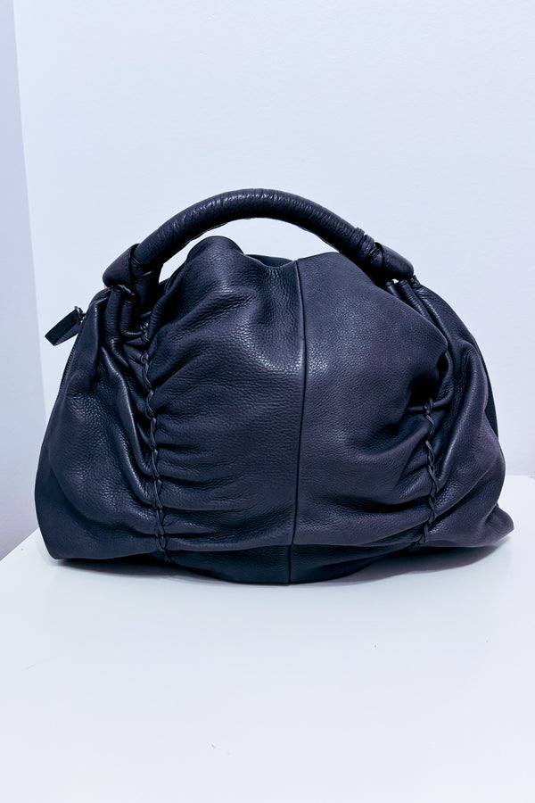 Sac à main gris en cuir froncé* seconde main - Furla- La Penderie du Paradis