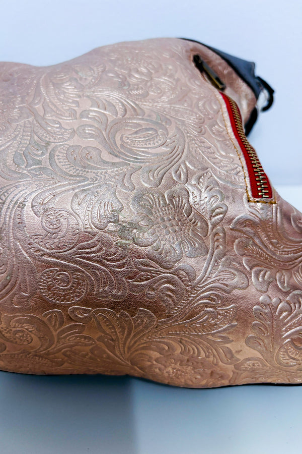 Sac à main rose gold en cuir embossé* seconde main - Ebarrito- La Penderie du Paradis