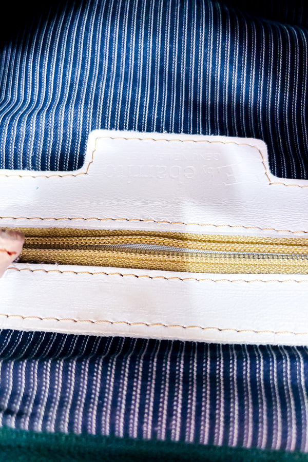 Sac à main en cuir orange et bourgogne à rabat blanc* seconde main - Ebarrito- La Penderie du Paradis