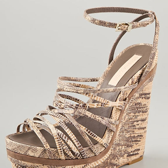 Sandales brunes en cuir motif crocodile (8.5)-BCBG Maxazria-La Penderie du Paradis 🕊