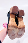 Sandales à talon noir en cuir perforé* seconde main - Mimosa- La Penderie du Paradis