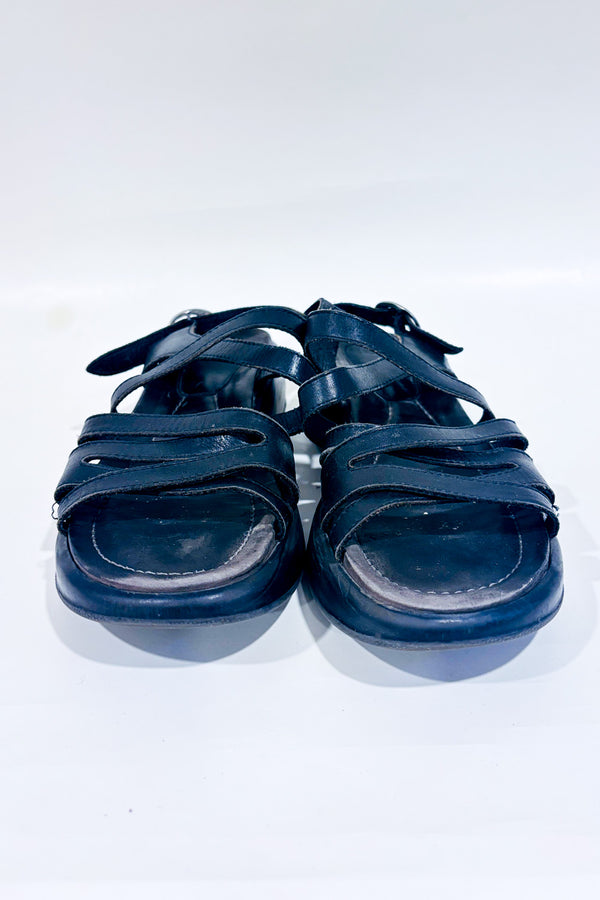Sandales noires en cuir à talon chunky confort seconde main - Dansko- La Penderie du Paradis