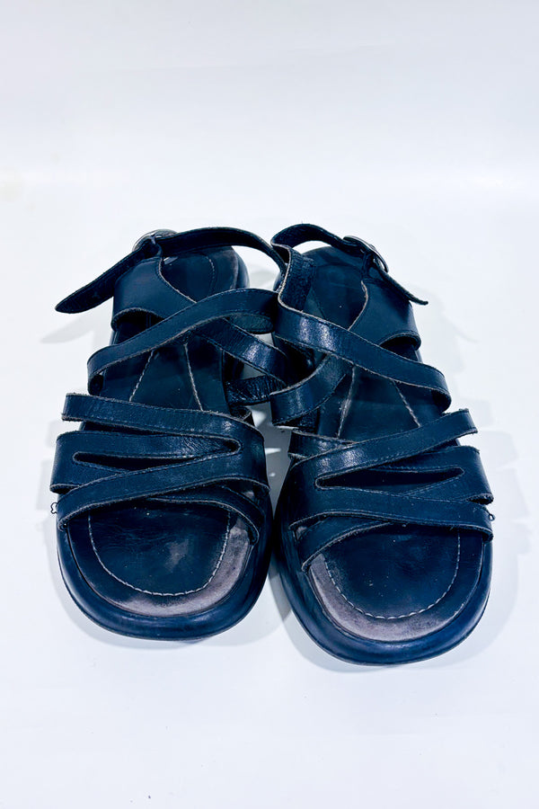Sandales noires en cuir à talon chunky confort seconde main - Dansko- La Penderie du Paradis