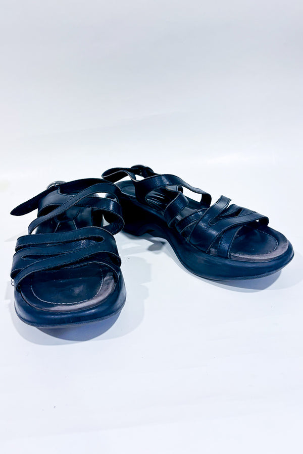 Sandales noires en cuir à talon chunky confort seconde main - Dansko- La Penderie du Paradis