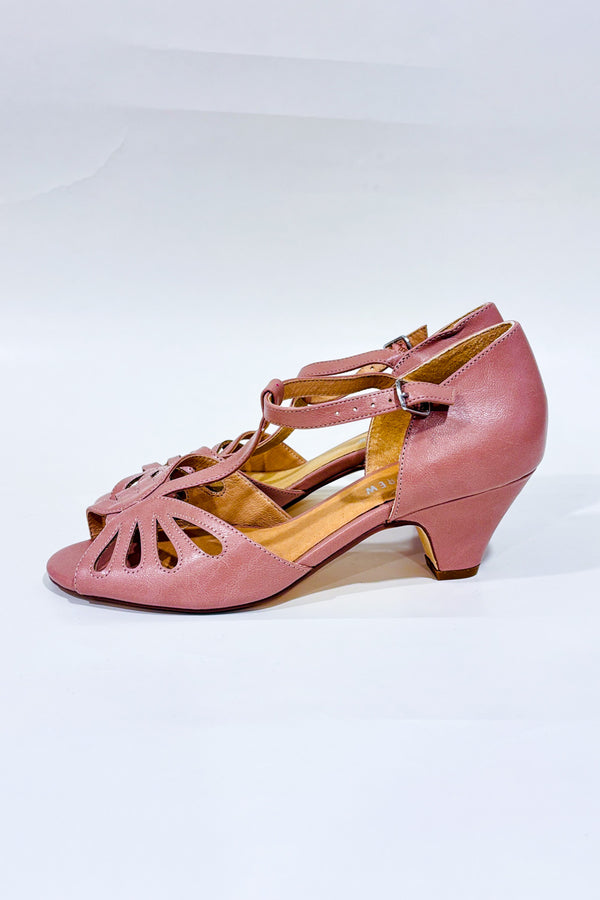 Chaussures ouvertes rétro rose pâle à talon* seconde main - Chelsea Crew- La Penderie du Paradis