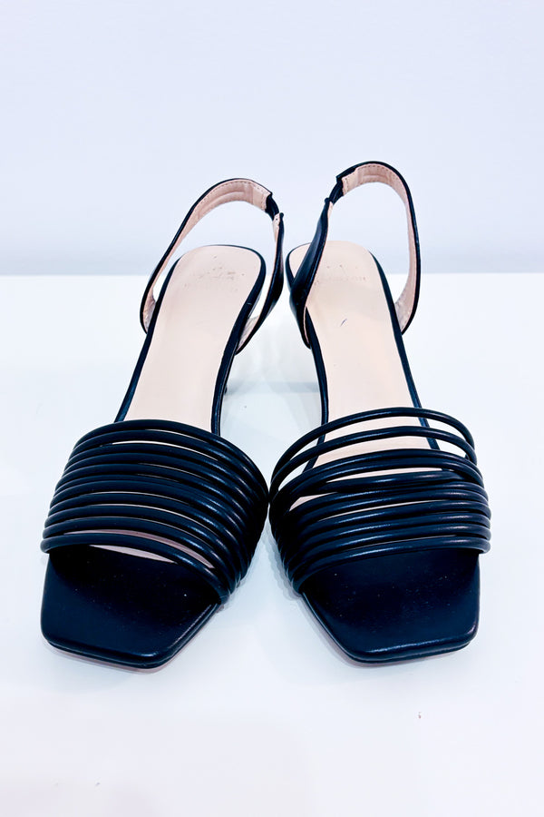 Sandales slingback noires* seconde main - Halston- La Penderie du Paradis