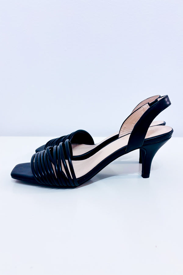 Sandales slingback noires* seconde main - Halston- La Penderie du Paradis