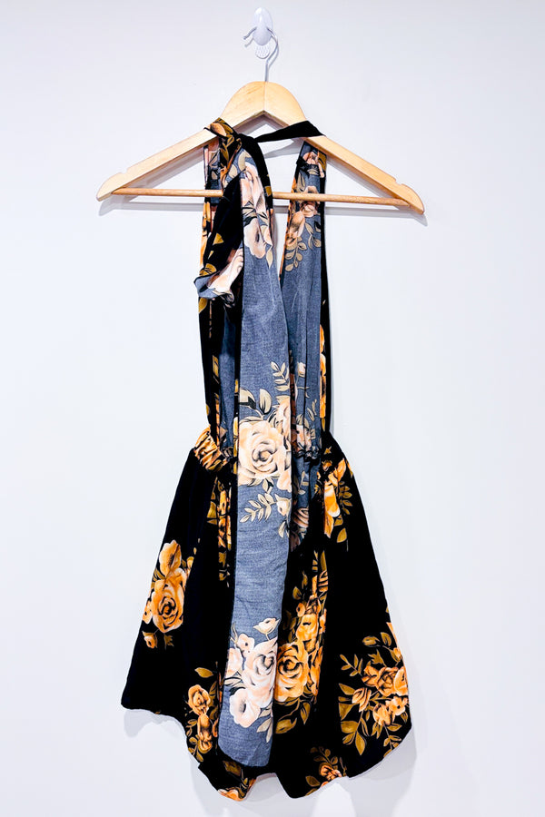 Romper plongeant noir fleuri avec attaches croisées et dos ouvert (s)-SHEIN-La Penderie du Paradis 🕊