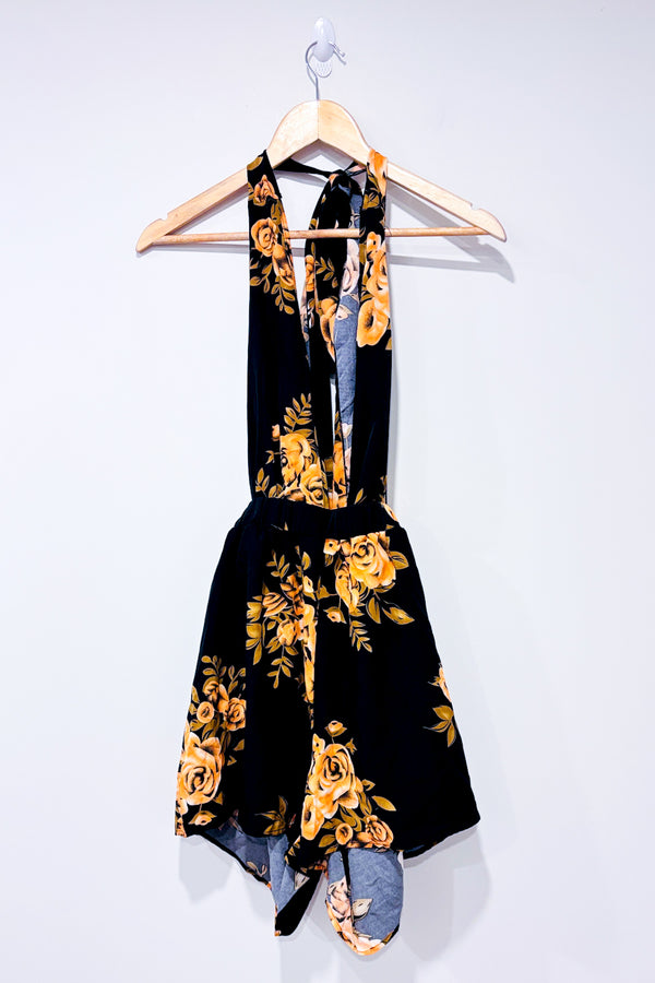 Romper plongeant noir fleuri avec attaches croisées et dos ouvert (s)-SHEIN-La Penderie du Paradis 🕊