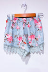 Short turquoise fleuri avec dentelle (xs)-H&M-La Penderie du Paradis 🕊