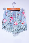 Short turquoise fleuri avec dentelle (xs)-H&M-La Penderie du Paradis 🕊