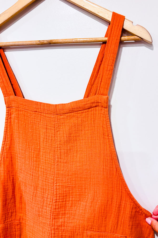 Salopette orange en coton gaufré (l)-Bilabong-La Penderie du Paradis 🕊