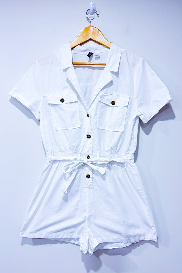 Romper blanc en coton seconde main - H&M- La Penderie du Paradis