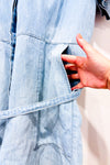 Romper bleu pâle effet chambray coton et lin * seconde main - GAP- La Penderie du Paradis