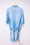 Romper bleu pâle effet chambray coton et lin * seconde main - GAP- La Penderie du Paradis