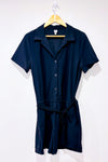 Romper noir ceinturé à col chemise* seconde main - Tristan- La Penderie du Paradis