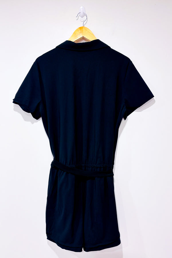 Romper noir ceinturé à col chemise* seconde main - Tristan- La Penderie du Paradis
