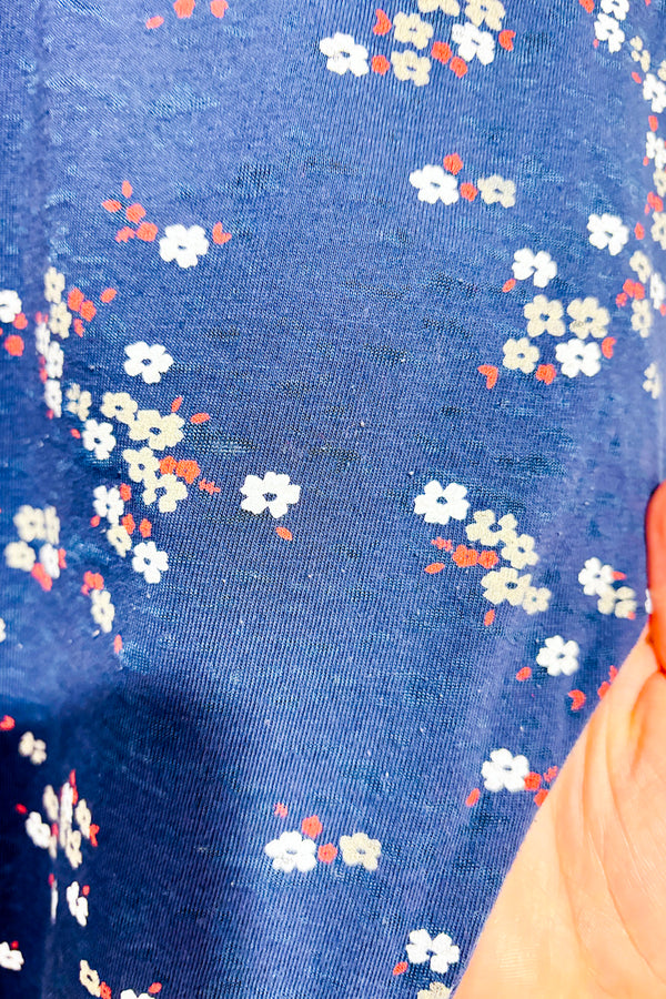 T-shirt bleu fleuri avec côtés ajustables (m)-mySTYLE-La Penderie du Paradis 🕊