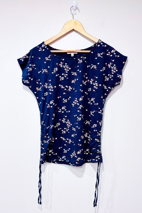 T-shirt bleu fleuri avec côtés ajustables (m)-mySTYLE-La Penderie du Paradis 🕊