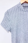 T-shirt côtelé gris à col haut (m)-Defrost-La Penderie du Paradis 🕊