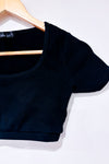 T-shirt crop top côtelé noir (s)-SWS Streetwear Society-La Penderie du Paradis 🕊