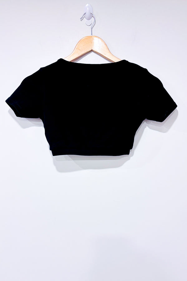 T-shirt crop top côtelé noir (s)-SWS Streetwear Society-La Penderie du Paradis 🕊