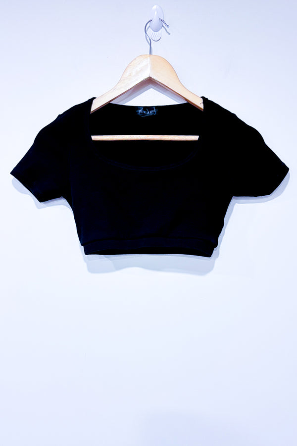 T-shirt crop top côtelé noir (s)-SWS Streetwear Society-La Penderie du Paradis 🕊