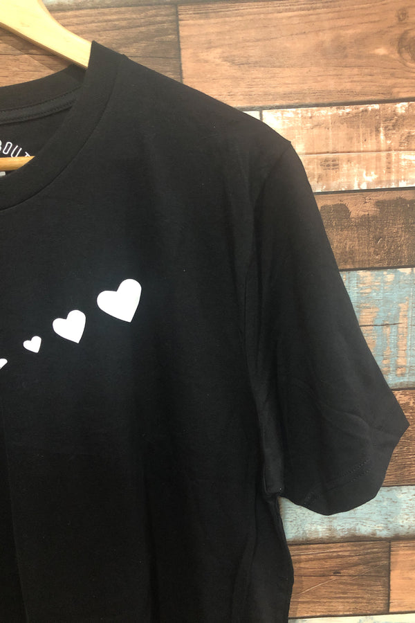 T-shirt noir avec coeurs seconde main Girl Gang 