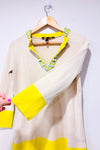 Tunique beige et jaune avec billes (xs)-BCBG Maxazria-La Penderie du Paradis 🕊